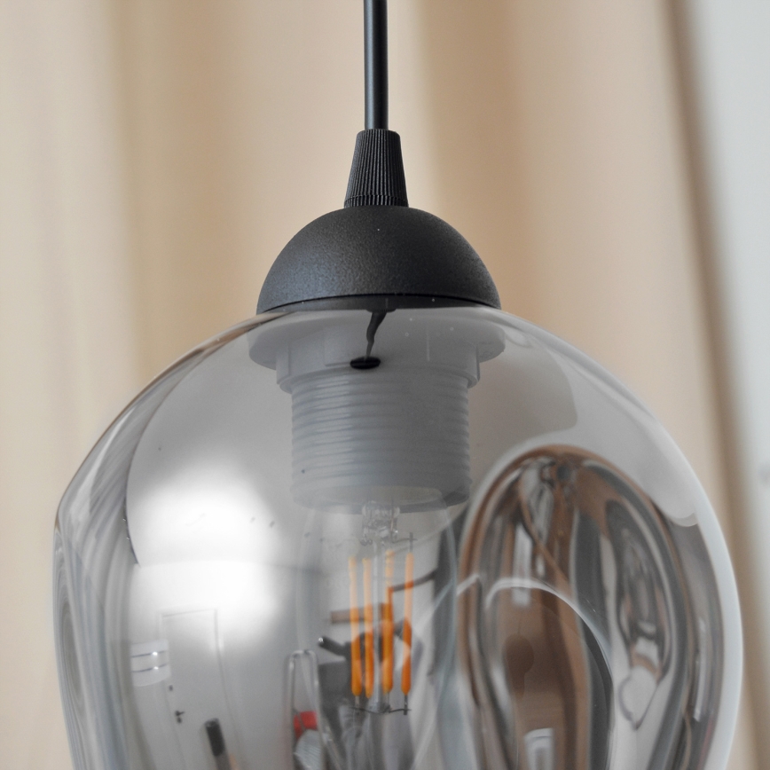 Luster na lanku LILI 1xE27/15W/230V čierna/šedá