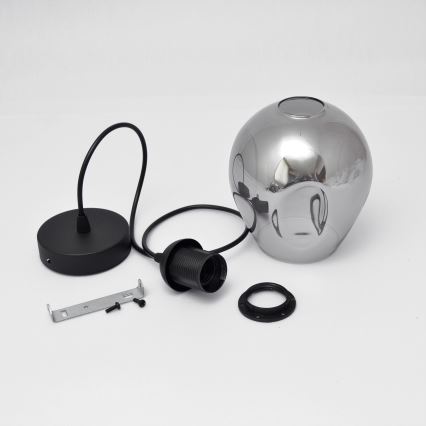 Luster na lanku LILI 1xE27/15W/230V čierna/šedá