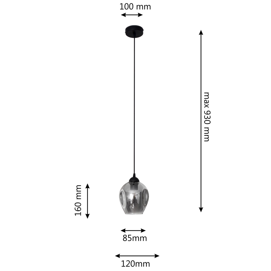 Luster na lanku LILI 1xE27/15W/230V čierna/šedá