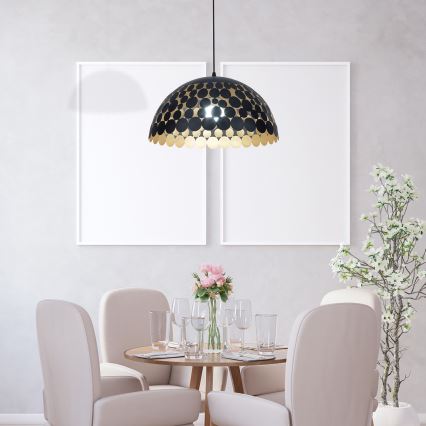 Luster na lanku LISA BLACK 1xE27/60W/230V