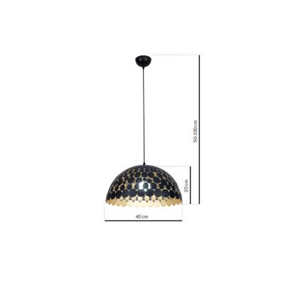 Luster na lanku LISA BLACK 1xE27/60W/230V