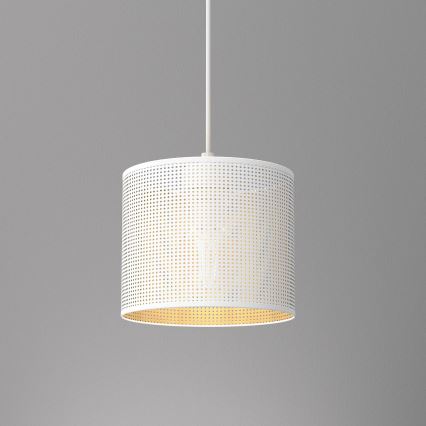 Luster na lanku LOFT SHADE 1xE27/60W/230V pr. 18 cm biela/zlatá