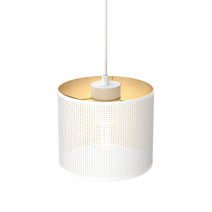 Luster na lanku LOFT SHADE 1xE27/60W/230V pr. 18 cm biela/zlatá