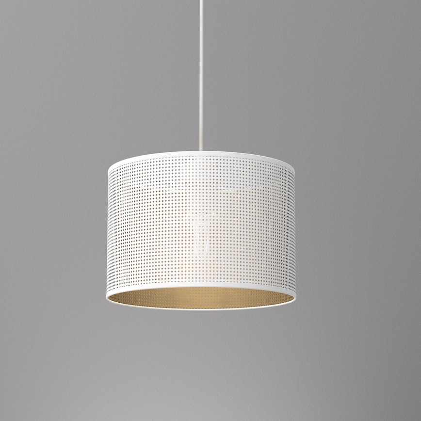 Luster na lanku LOFT SHADE 1xE27/60W/230V pr. 25 cm biela/zlatá