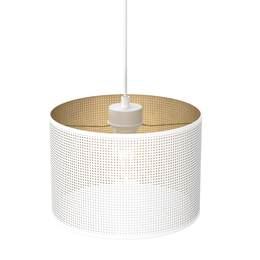 Luster na lanku LOFT SHADE 1xE27/60W/230V pr. 25 cm biela/zlatá