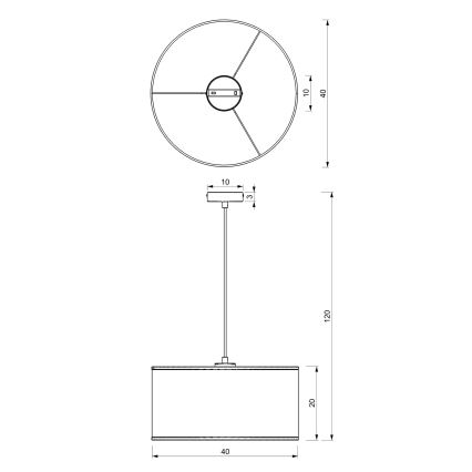 Luster na lanku LOFT SHADE 1xE27/60W/230V pr. 40 cm biela/zlatá