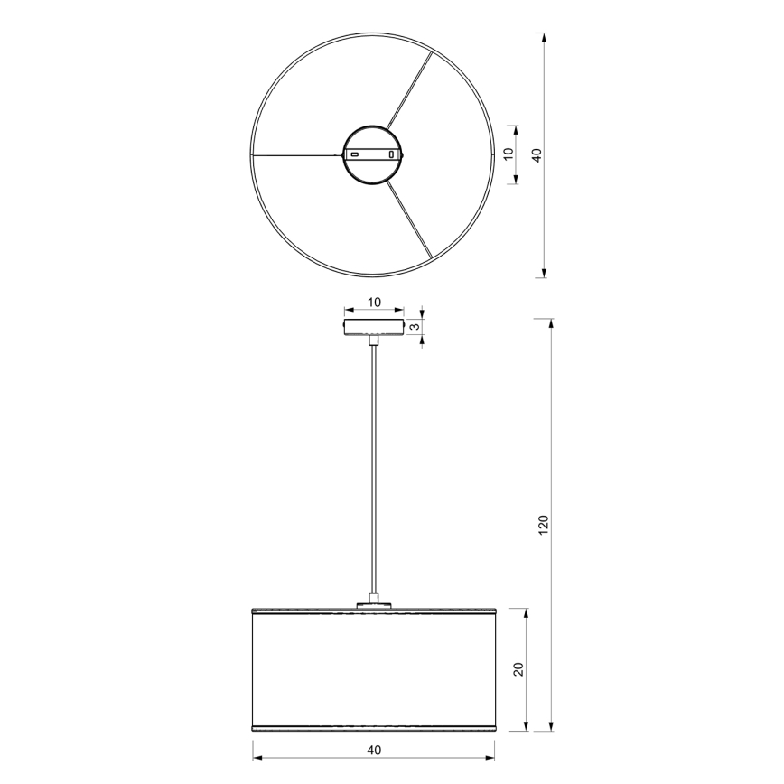 Luster na lanku LOFT SHADE 1xE27/60W/230V pr. 40 cm biela/zlatá