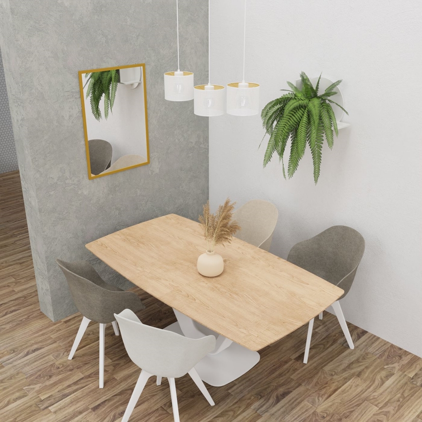 Luster na lanku LOFT SHADE 3xE27/60W/230V biela/zlatá