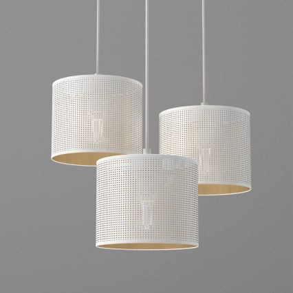 Luster na lanku LOFT SHADE 3xE27/60W/230V biela/zlatá