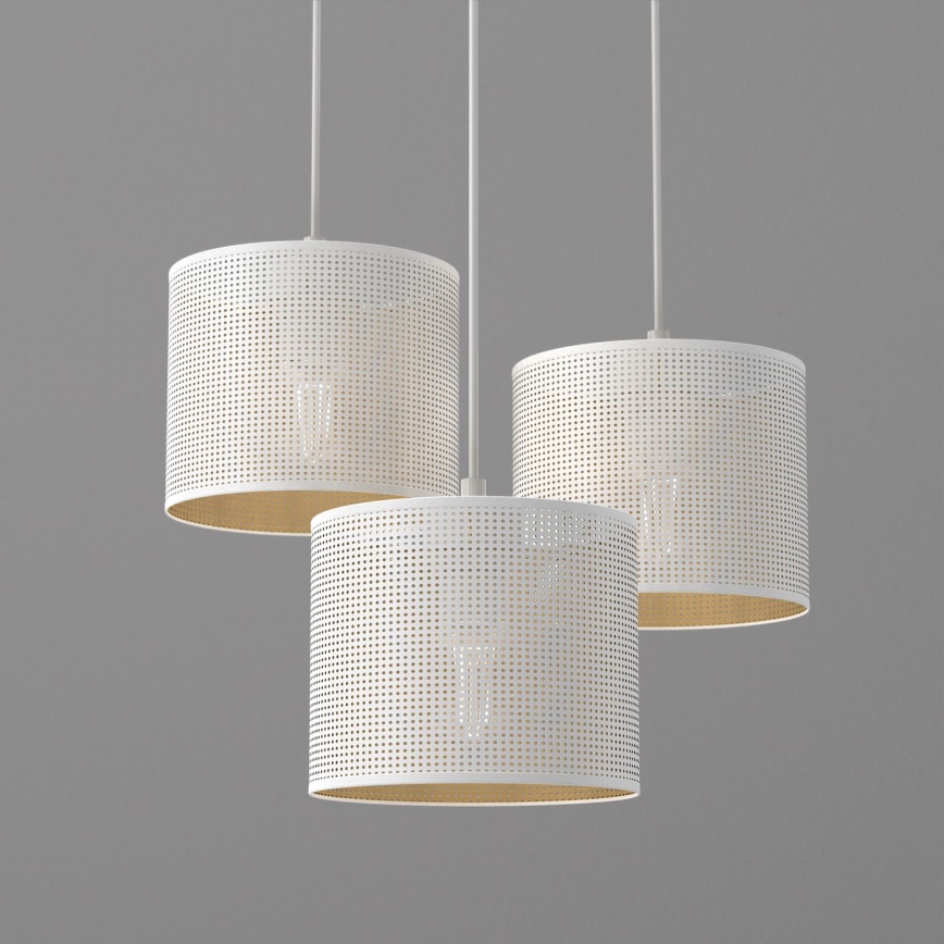 Luster na lanku LOFT SHADE 3xE27/60W/230V biela/zlatá