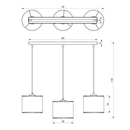 Luster na lanku LOFT SHADE 3xE27/60W/230V čierna