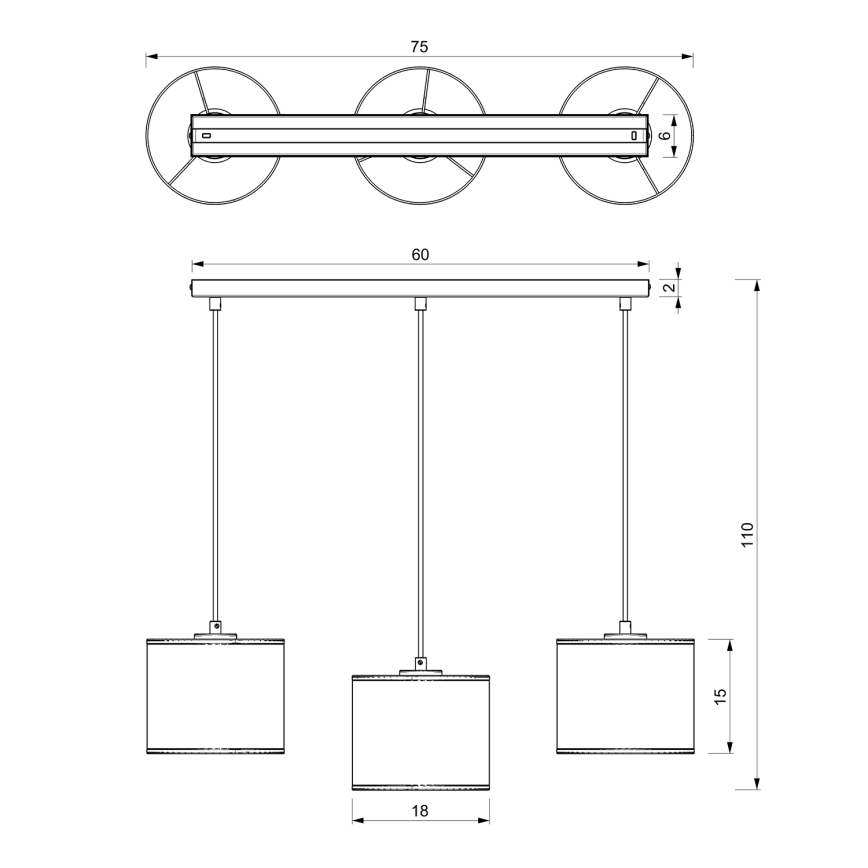 Luster na lanku LOFT SHADE 3xE27/60W/230V čierna