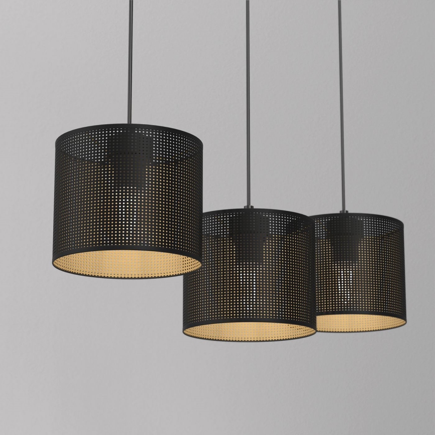 Luster na lanku LOFT SHADE 3xE27/60W/230V čierna/zlatá