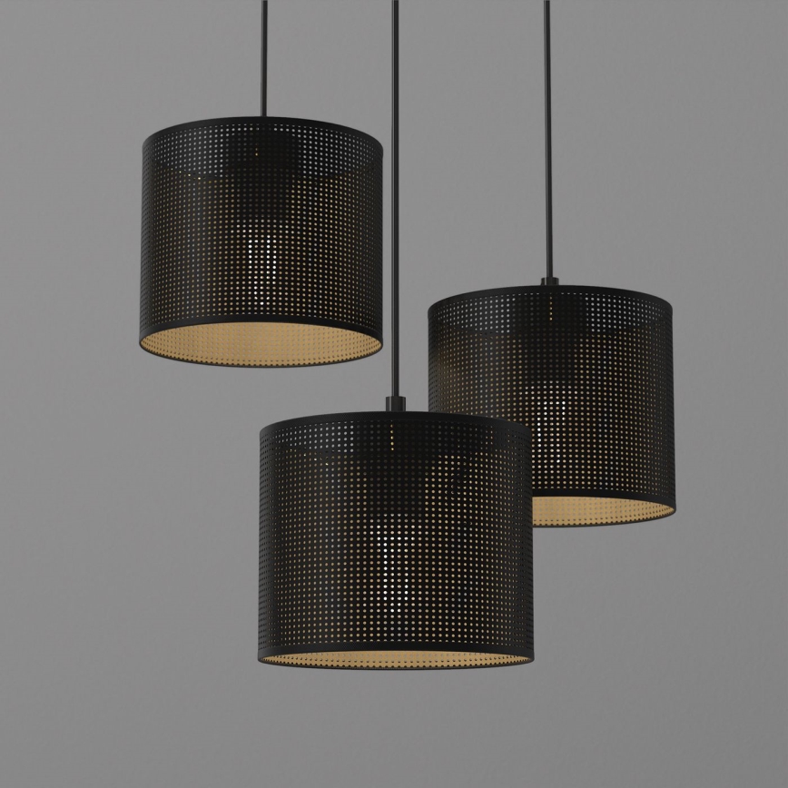 Luster na lanku LOFT SHADE 3xE27/60W/230V čierna/zlatá