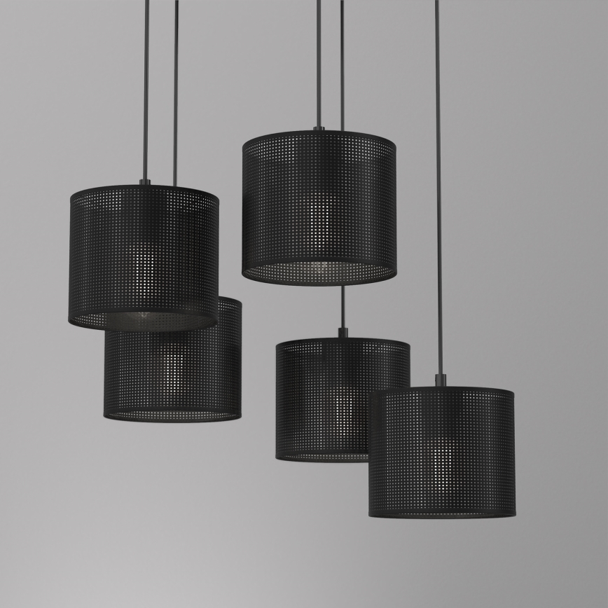 Luster na lanku LOFT SHADE 5xE27/60W/230V čierna