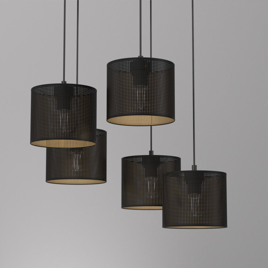 Luster na lanku LOFT SHADE 5xE27/60W/230V čierna/zlatá