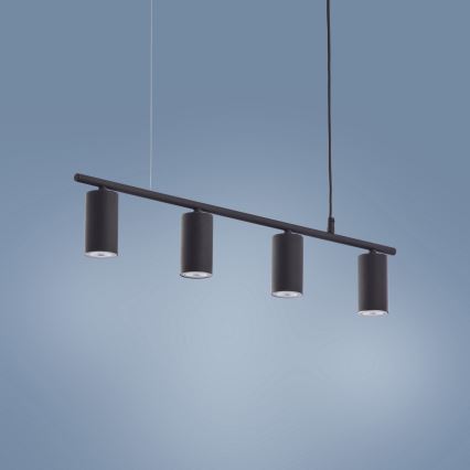 Luster na lanku LOGAN BLACK 4xGU10/10W/230V