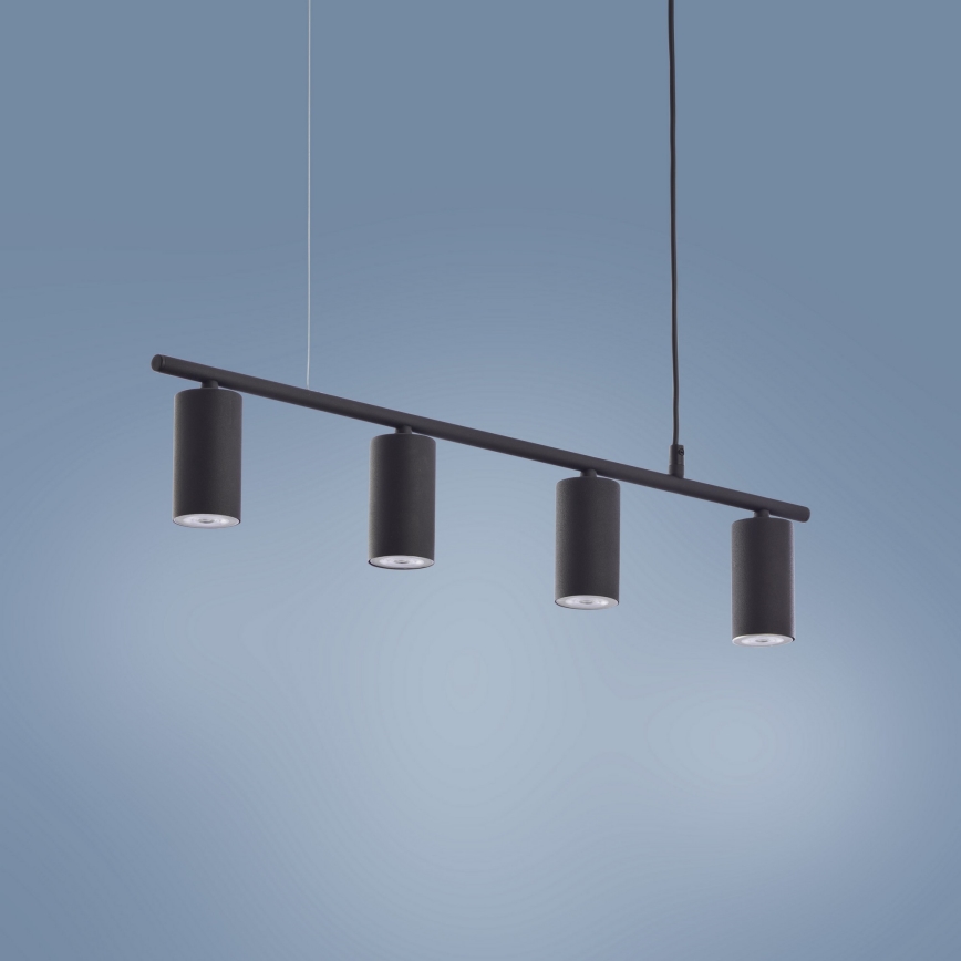 Luster na lanku LOGAN BLACK 4xGU10/10W/230V