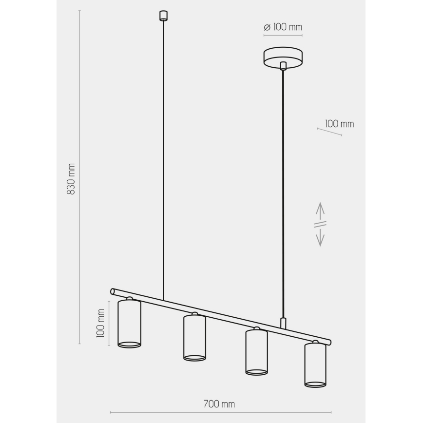 Luster na lanku LOGAN BLACK 4xGU10/10W/230V