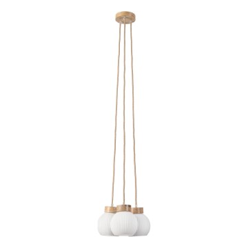 Luster na lanku LOOMIS 3xE27/15W/230V 130 cm béžová/dub