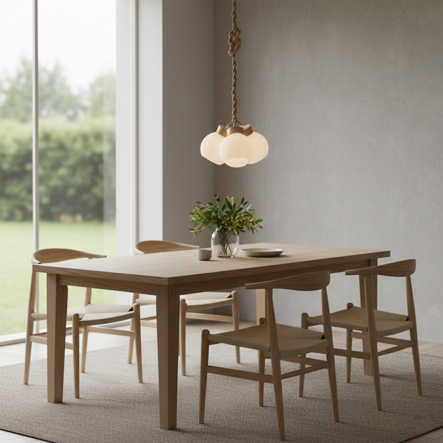 Luster na lanku LOOMIS 3xE27/15W/230V 130 cm béžová/dub