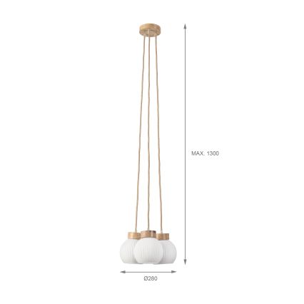 Luster na lanku LOOMIS 3xE27/15W/230V 130 cm béžová/dub