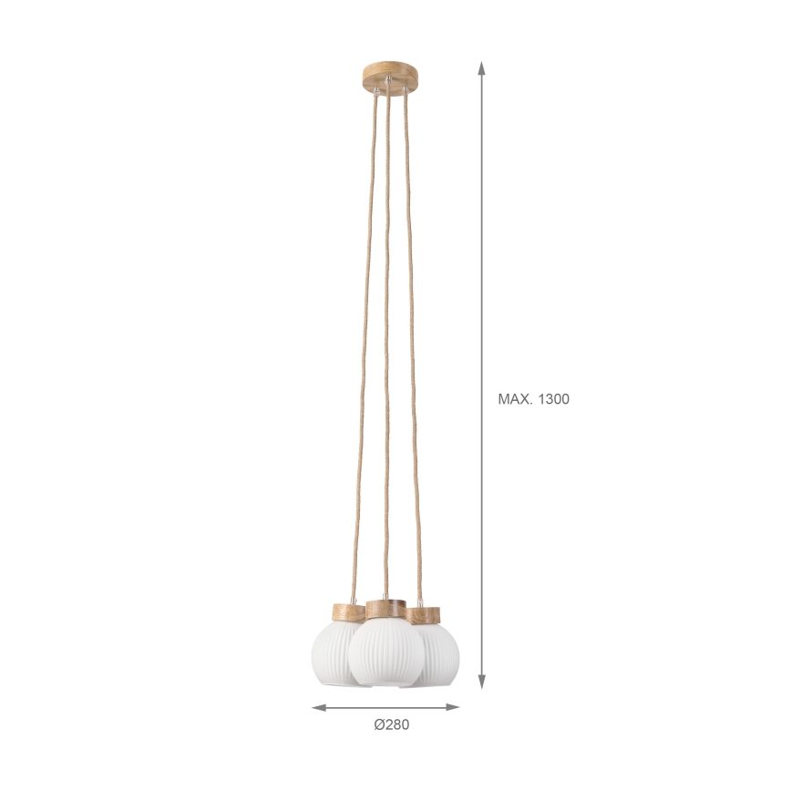 Luster na lanku LOOMIS 3xE27/15W/230V 130 cm béžová/dub