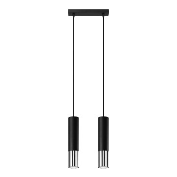 Luster na lanku LOOPEZ 2xGU10/10W/230V čierna/lesklý chróm