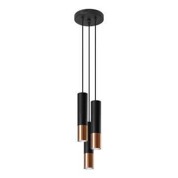 Luster na lanku LOOPEZ 3xGU10/10W/230V guľatý čierna/meď