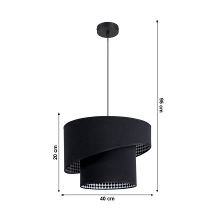 Luster na lanku LORI 1xE27/60W/230V čierna