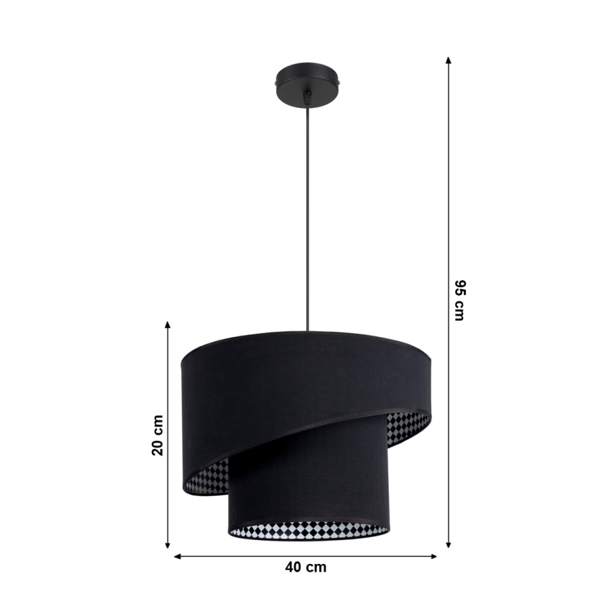 Luster na lanku LORI 1xE27/60W/230V čierna