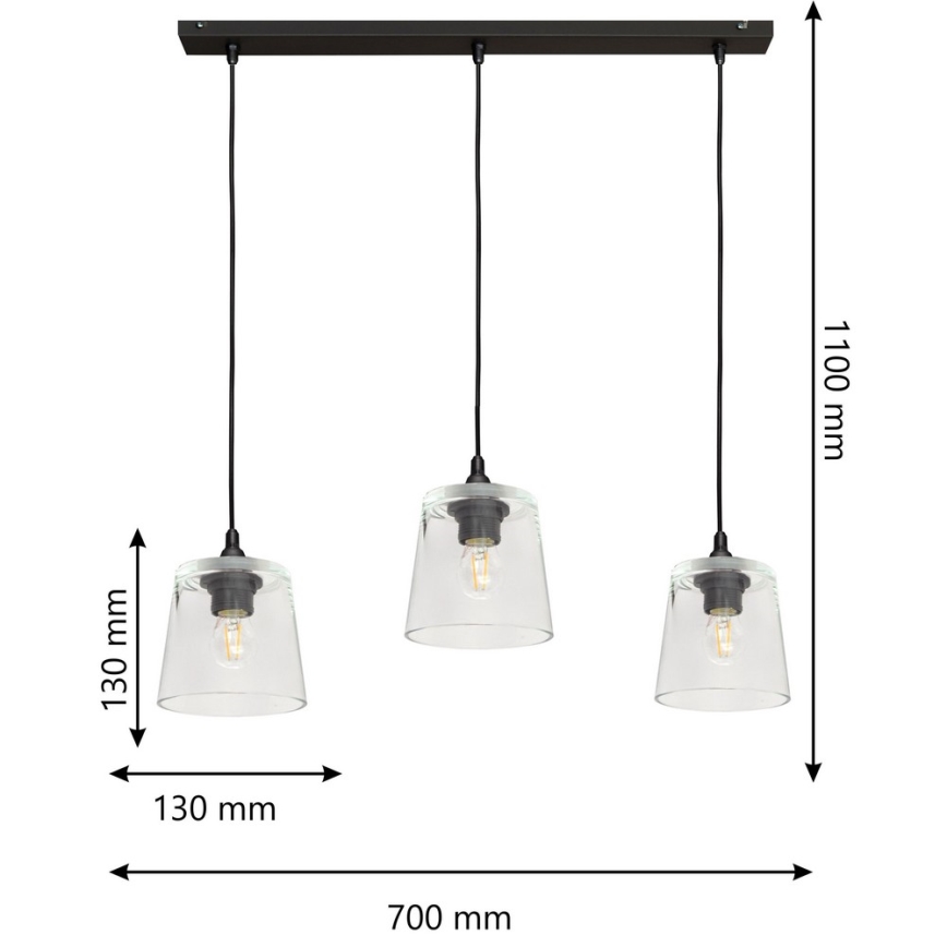 Luster na lanku LUCEA 3xE27/15W/230V