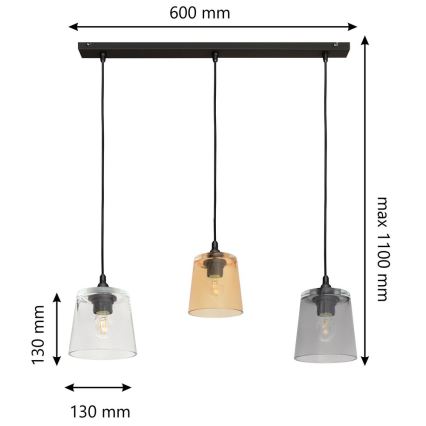 Luster na lanku LUCEA 3xE27/15W/230V