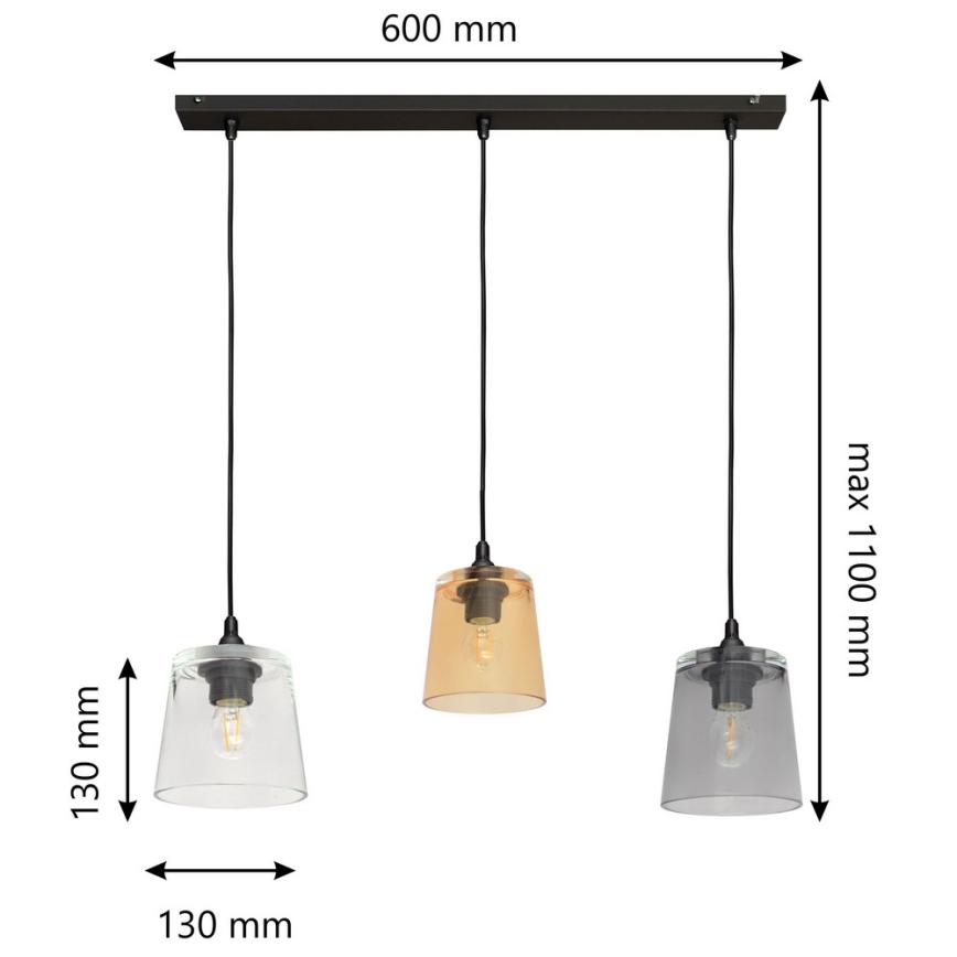 Luster na lanku LUCEA 3xE27/15W/230V