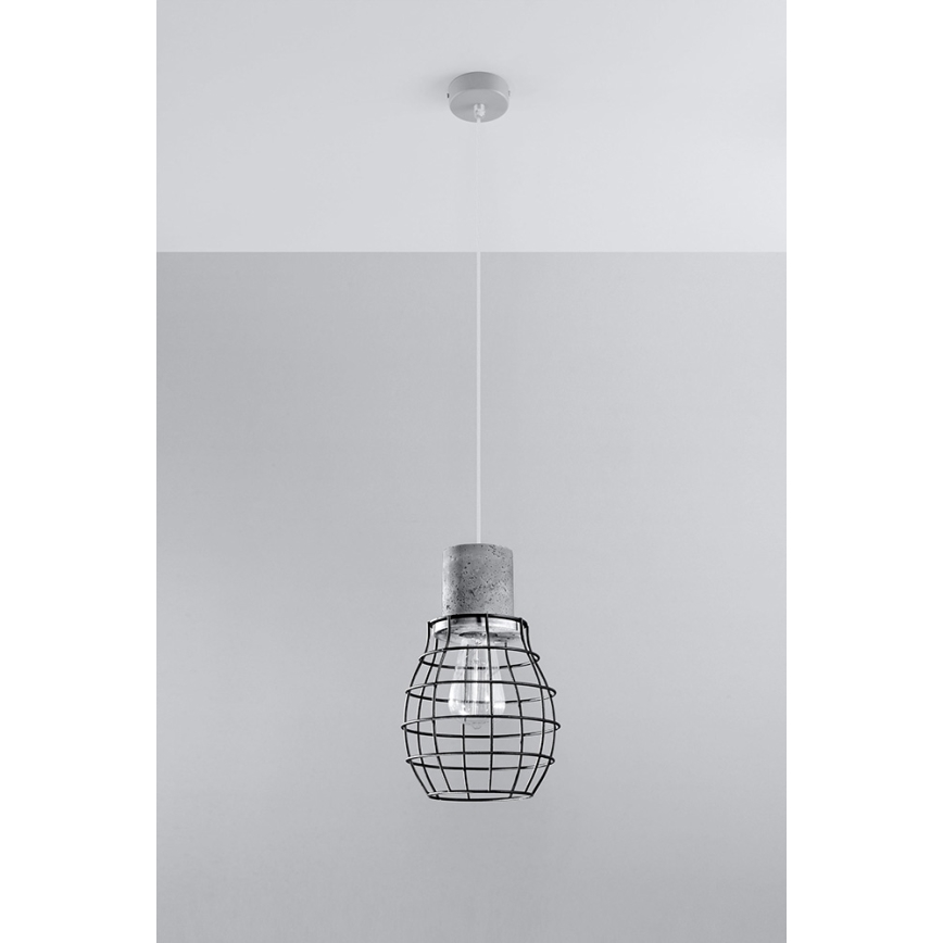 Luster na lanku LUGO 1xE27/60W/230V čierna/šedá