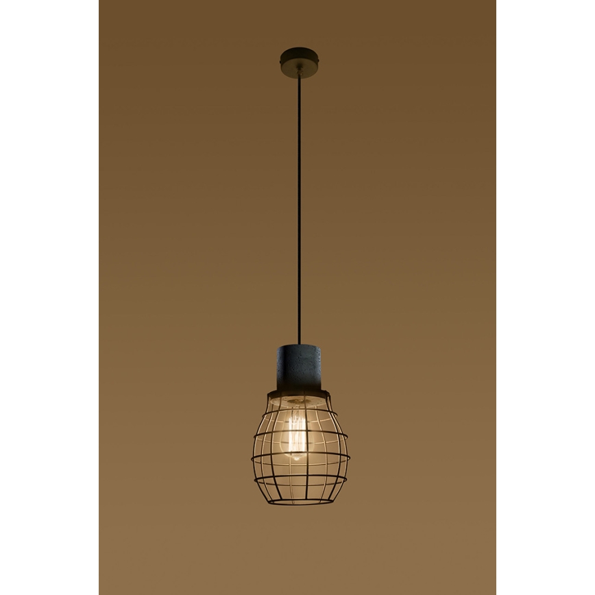 Luster na lanku LUGO 1xE27/60W/230V čierna/šedá