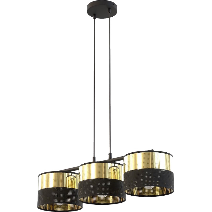 Luster na lanku LUX 3xE27/15W/230V čierna/zlatá