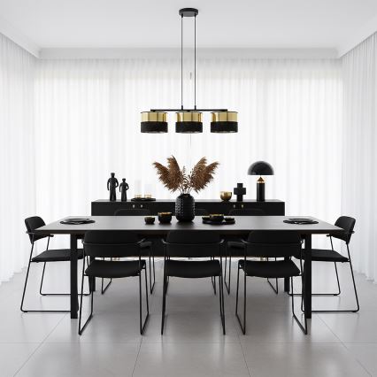 Luster na lanku LUX 3xE27/15W/230V čierna/zlatá