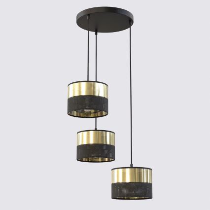 Luster na lanku LUX 3xE27/15W/230V čierna/zlatá