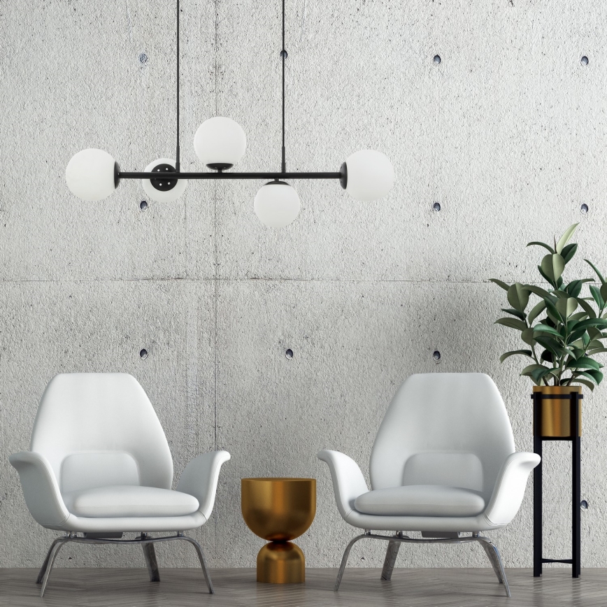 Luster na lanku MADDIE 5xE14/5W/230V čierny