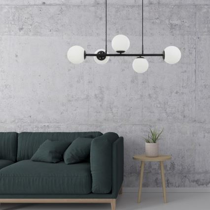Luster na lanku MADDIE 5xE14/5W/230V čierny