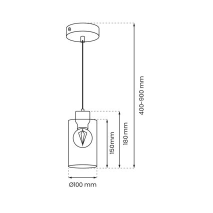 Luster na lanku MADERA 1xE27/60W/230V biela/drevo