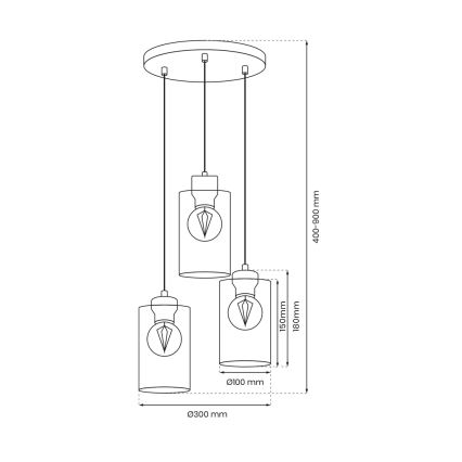 Luster na lanku MADERA 3xE27/60W/230V biela/drevo