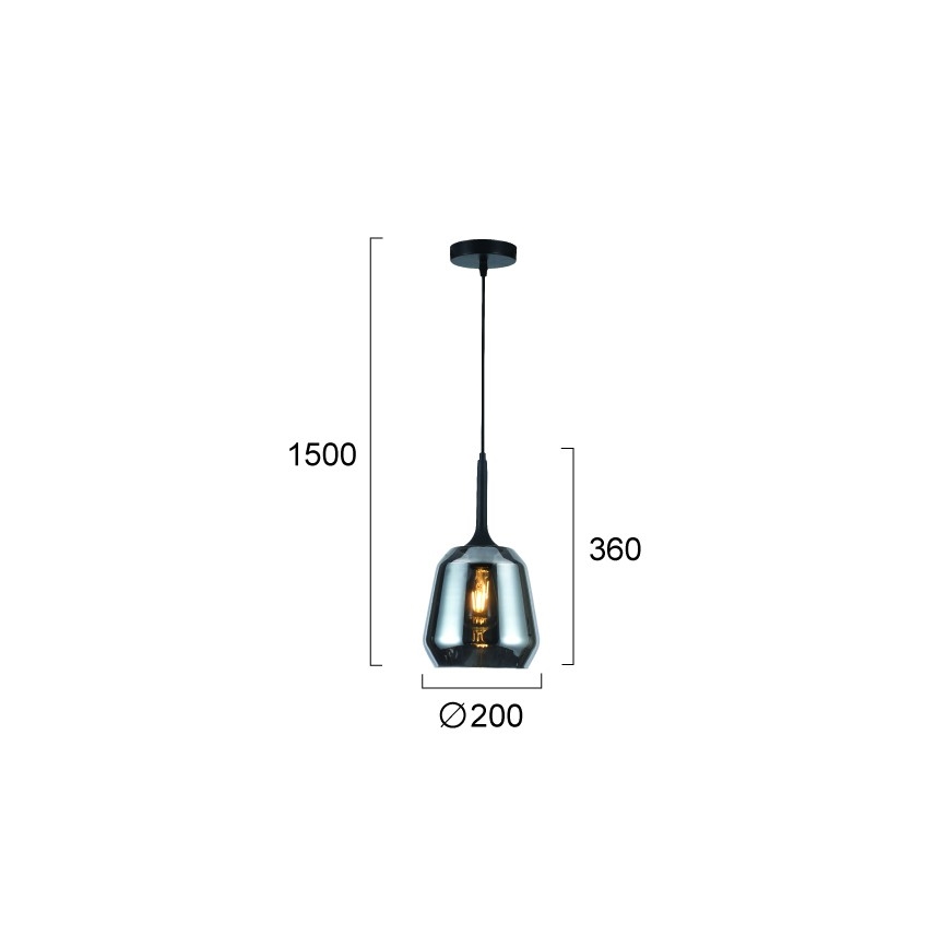 Luster na lanku MAEVA 1xE27/40W/230V dymovo čierna/čierna