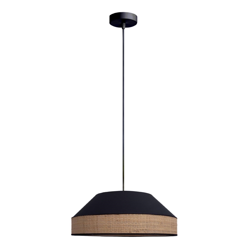 Luster na lanku MANISO 1xE27/60W/230V pr. 45 cm čierna/béžová
