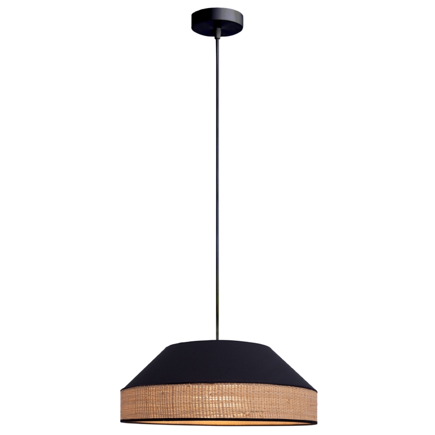 Luster na lanku MANISO 1xE27/60W/230V pr. 45 cm čierna/béžová
