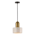 Luster na lanku MARBLE 1xE27/60W/230V zlatý/biely/mramorový dekor