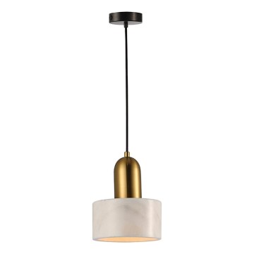 Luster na lanku MARBLE 1xE27/60W/230V zlatý/biely/mramorový dekor