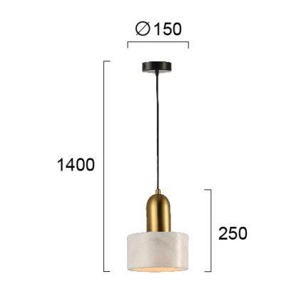 Luster na lanku MARBLE 1xE27/60W/230V zlatý/biely/mramorový dekor