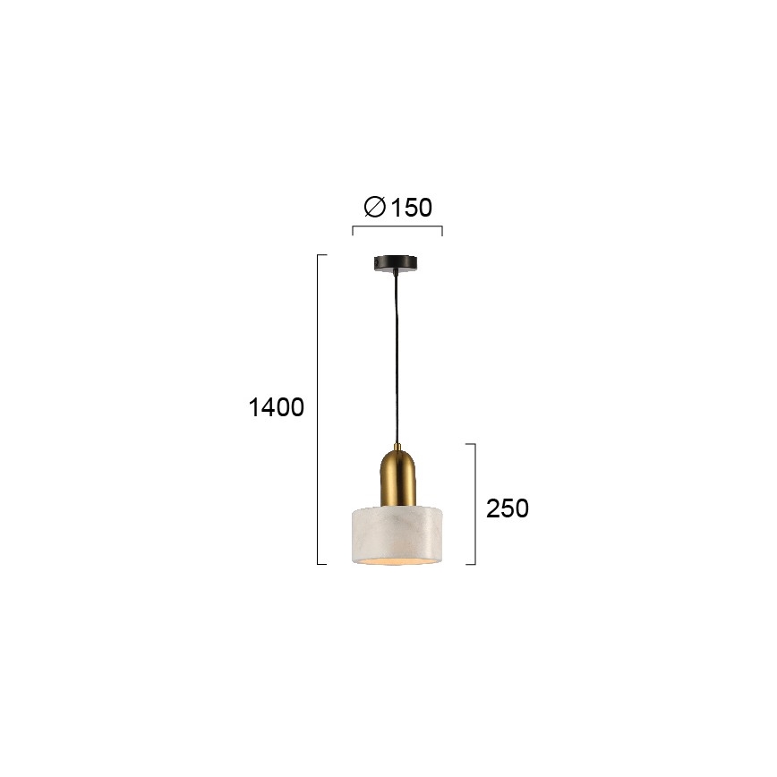 Luster na lanku MARBLE 1xE27/60W/230V zlatý/biely/mramorový dekor